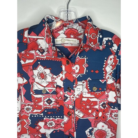 TRACY NEGOSHIAN Short Sleeve Button Up Tie Waist Shirt Dress Size Large - Picture 2 of 8